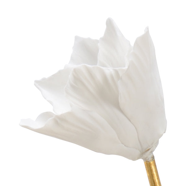 Chelsea House Tulip Porcelain Sculpture With Antique Gold Leaf Stem — 21" Elegant White Bloom For Timeless DéCor 383091