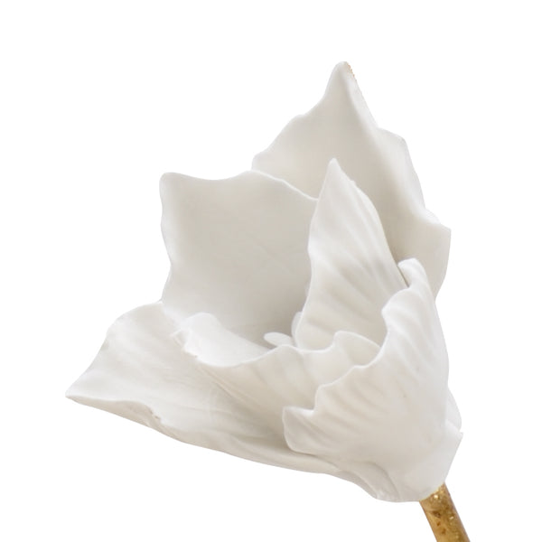 Chelsea House Tulip Porcelain Bloom On Antique Gold-Leaf Stem — 21.5" Medium Floral Sculpture For Elegant Decor 383092