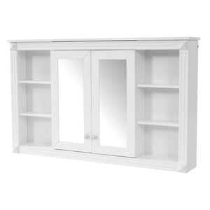 English Elm 47 Inch Wall Mounted Medicine Cabinet with Mirror Open Shelving and Adjustable Storage N710P363550K