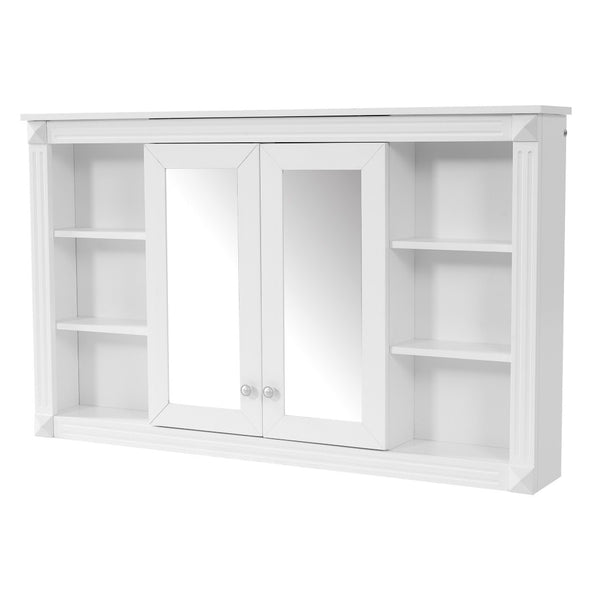 English Elm 47 Inch Wall Mounted Medicine Cabinet with Mirror Open Shelving and Adjustable Storage N710P363550K