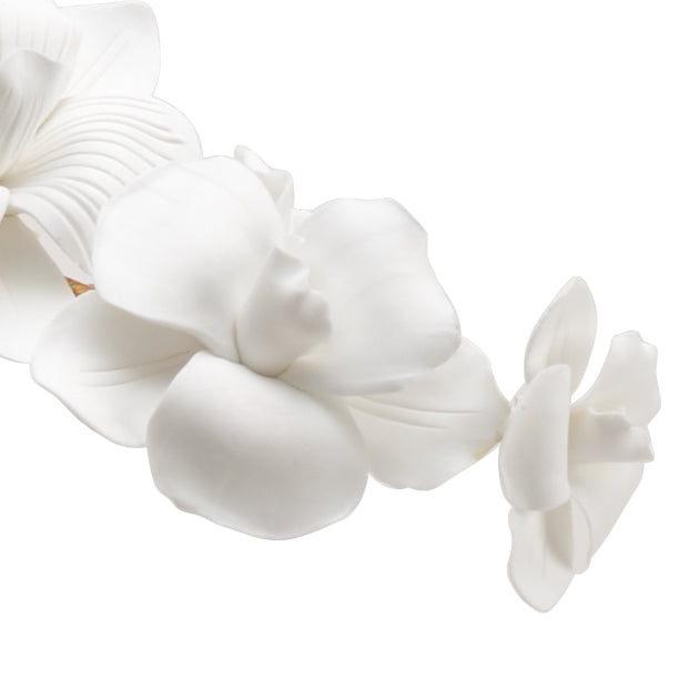 Chelsea House Orchid Sculptural Stem In Antique Gold Leaf With Matte Porcelain Blossoms — 23" Tall Elegance For Home Decor 383094