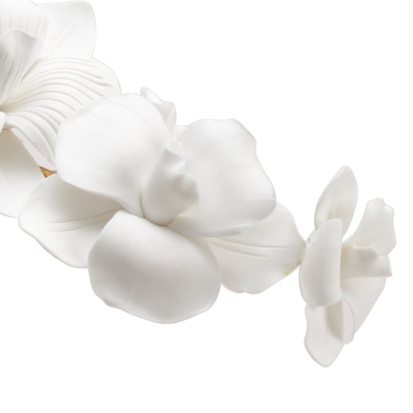 Chelsea House Orchid Sculptural Stem In Antique Gold Leaf With Matte Porcelain Blossoms — 23" Tall Elegance For Home Decor 383094