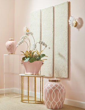 Chelsea House Orchid Sculptural Stem In Antique Gold Leaf With Matte Porcelain Blooms — Handcrafted 23.5" Accent 383095