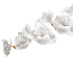 Chelsea House Orchid Hand-Formed Porcelain Blossoms On Antique Gold Stem — 26.5" Sculptural Accent By Bradshaw Orrell 383096