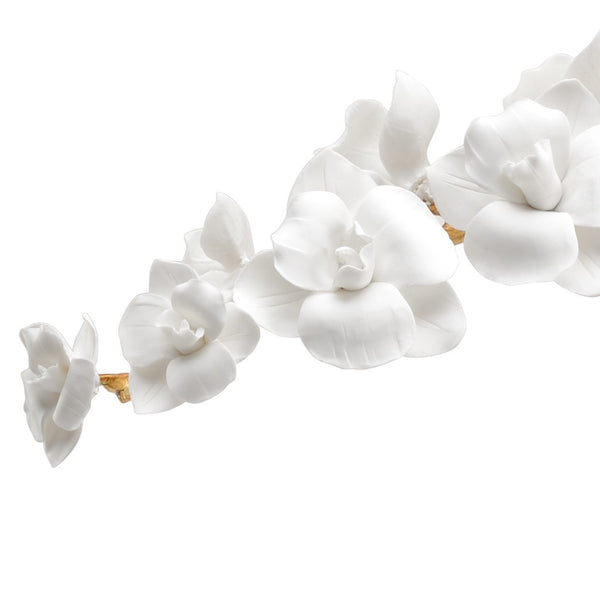 Chelsea House Orchid Hand-Formed Porcelain Blossoms On Antique Gold Stem — 26.5" Sculptural Accent By Bradshaw Orrell 383096