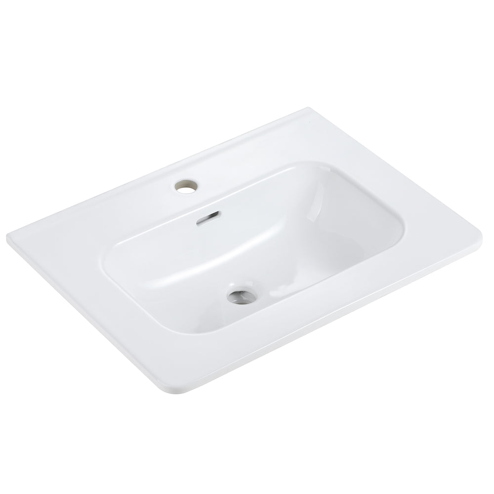 English Elm BB0424Y301, Glossy White Ceramic Integrated Sink – Durable Seamless Design, Easy-Clean Elegant Basin (97) W1865128405
