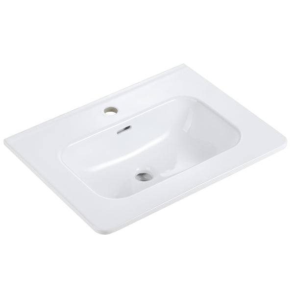 English Elm BB0424Y301, Glossy White Ceramic Integrated Sink – Durable Seamless Design, Easy-Clean Elegant Basin (97) W1865128405