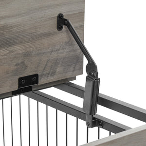 English Elm Furniture Style Dog Crate Side Table on Wheels with Double Doors, Lift-Top, Grey — Safe, Mobile, 38.58"w x 27.36"h W116291737