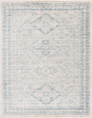 Unique Loom Noble Elizabeth Machine Made Medallion Rug Gray, Light Blue/Navy Blue/Ivory 10' 0" x 13' 5"