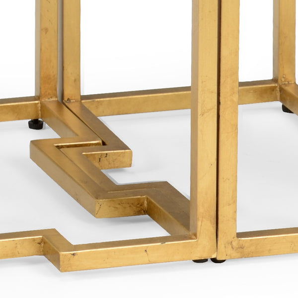 Chelsea House Trio Interlocking Accent Tables By Jamie Merida — Gold Leaf Iron Bases With White Marble Tops, Versatile Decor 383103