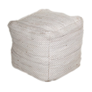 Homeroots Chic Chunky White Textured Pouf  Cotton 383105