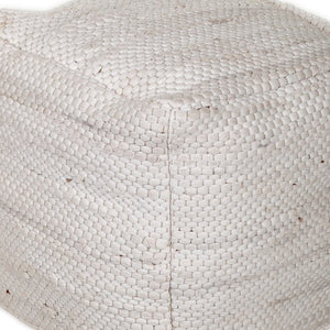 Homeroots Chic Chunky White Textured Pouf  Cotton 383105