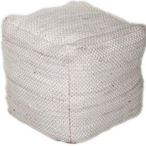 Homeroots Chic Chunky White Textured Pouf  Cotton 383105