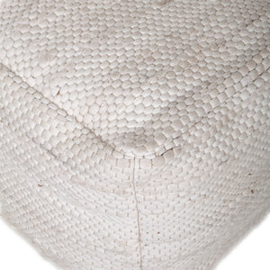 Homeroots Chic Chunky White Textured Pouf  Cotton 383105