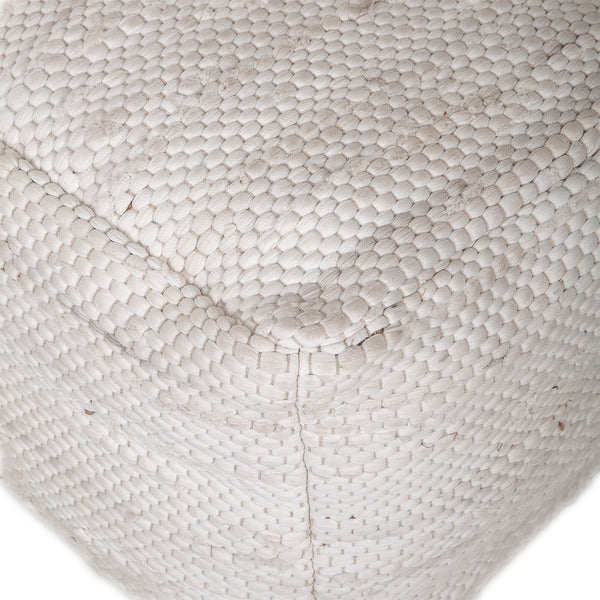 Homeroots Chic Chunky White Textured Pouf  Cotton 383105