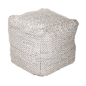 Homeroots Chic Chunky White Textured Pouf  Cotton 383105