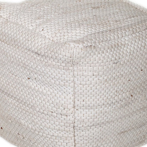 Homeroots Chic Chunky White Textured Pouf  Cotton 383105