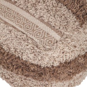 Homeroots Boho Shaggy Khaki Textured Pouf  Cotton 383106
