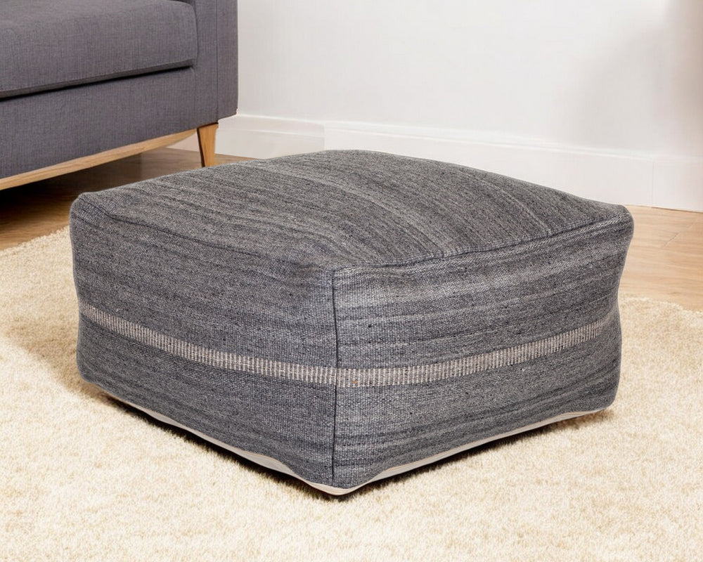 Homeroots Steel Grey Stylish Pouf  Cotton 383108