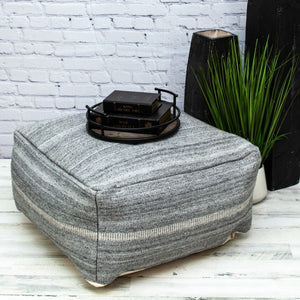 Homeroots Steel Grey Stylish Pouf  Cotton 383108