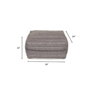 Homeroots 24" Gray And Brown Cotton Pouf Ottoman   383109