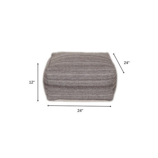 Homeroots 24" Gray And Brown Cotton Pouf Ottoman   383109