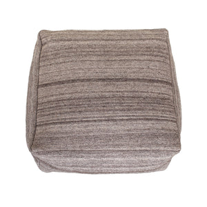 Homeroots 24" Gray And Brown Cotton Pouf Ottoman   383109