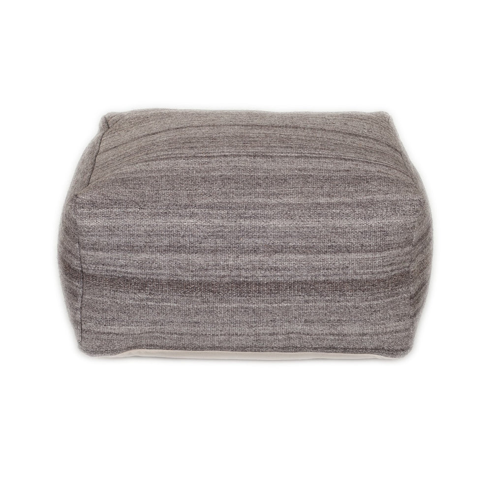 Homeroots 24" Gray And Brown Cotton Pouf Ottoman   383109