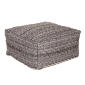 Homeroots 24" Gray And Brown Cotton Pouf Ottoman   383109