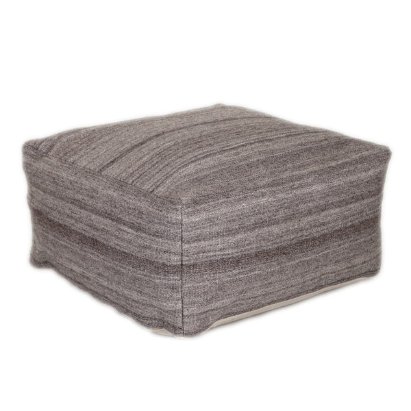 Homeroots 24" Gray And Brown Cotton Pouf Ottoman   383109