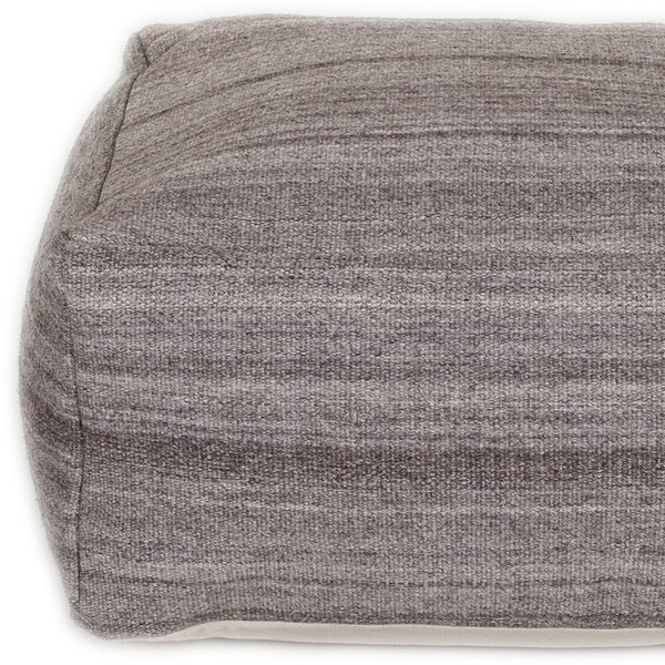 Homeroots 24" Gray And Brown Cotton Pouf Ottoman   383109