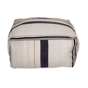 Homeroots Aztec Gray Navy And Beige Pouf  Cotton 383110