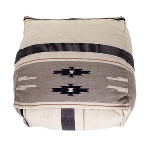 Homeroots Aztec Gray Navy And Beige Pouf  Cotton 383110