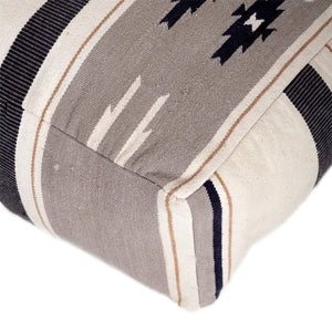 Homeroots Aztec Gray Navy And Beige Pouf  Cotton 383110