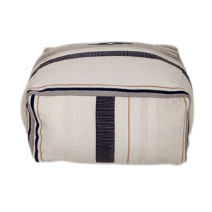 Homeroots Aztec Gray Navy And Beige Pouf  Cotton 383110