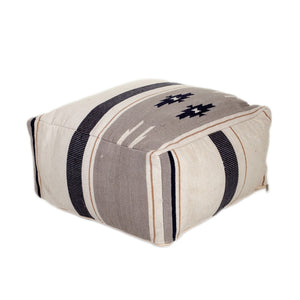 Homeroots Aztec Gray Navy And Beige Pouf  Cotton 383110