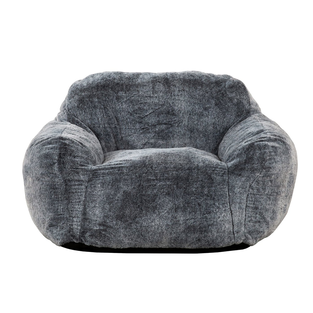 English Elm Modern Tore Lounger Faux Fur Memory Foam Bean Bag with Armrests, Plush Blue-Gray Chair for Relaxation and Gamingcomfort B011P204484
