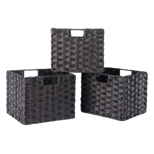 Winsome Wood Melanie 3-piece Foldable Woven Fiber Basket Set In Chocolate - Stylish Storage For Home Organization Chocolate Polypropylene 38311-winsome-wood