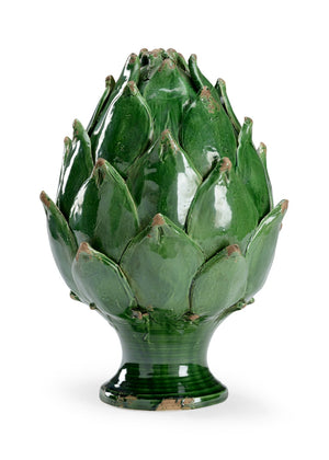 Chelsea House Small Porcelain Artichoke Accent Sculpture 15" Tall — Glossy Dark Green Handmade Decor Focal Point 383130