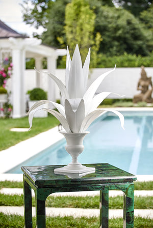 Chelsea House Lyon Vintage Tole Flower In Matte White — 31" Sculptural Yucca Urn, Heavy-Gauge Steel Accent For Home & Commercial Spaces 383168