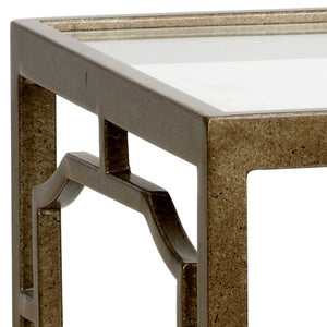 Chelsea House French Side Table Bronze-Finish Two-Tier Glass Accent Table 26.5"H 24"W Slim 14"D Parisian Charm 383182