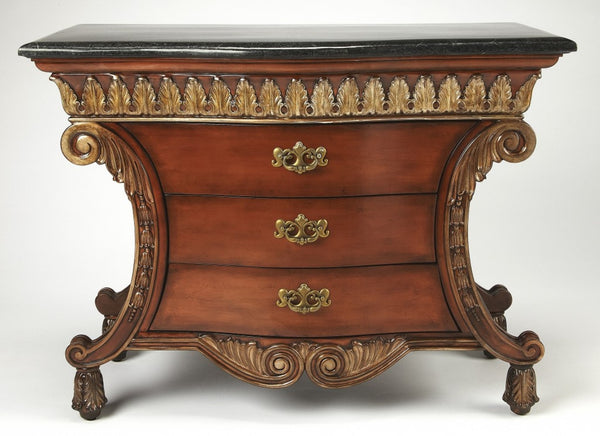 HomeRoots 48" Elegant Solid Wood Sideboard with Faux Marble Top – Stylish Storage & Versatile Design for Any Room 383192