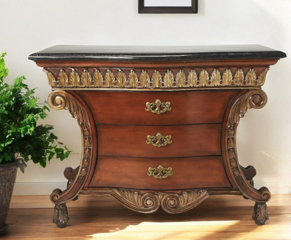 HomeRoots 48" Elegant Solid Wood Sideboard with Faux Marble Top – Stylish Storage & Versatile Design for Any Room 383192