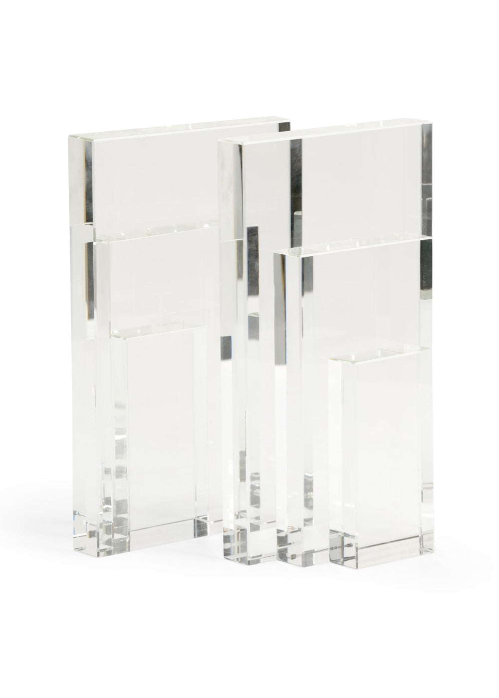 Chelsea House Crystal Clear Bradshaw Orrell Bookends — High-Clarity Geometric Crystal Pair For Elegant Shelves Decor 383193
