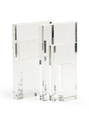 Chelsea House Crystal Clear Bradshaw Orrell Bookends — High-Clarity Geometric Crystal Pair For Elegant Shelves Decor 383193