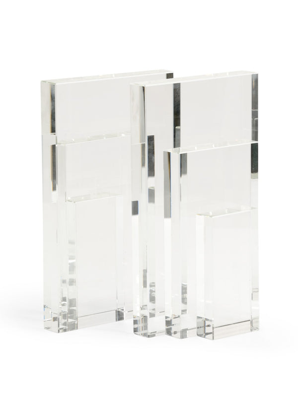 Chelsea House Crystal Clear Bradshaw Orrell Bookends — High-Clarity Geometric Crystal Pair For Elegant Shelves Decor 383193