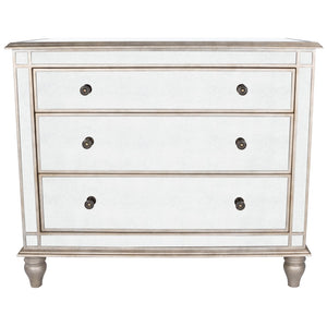 Homeroots Rectangle Mirrored Three Drawer Console Storage Chest  Solid And Manufactured Wood 383193