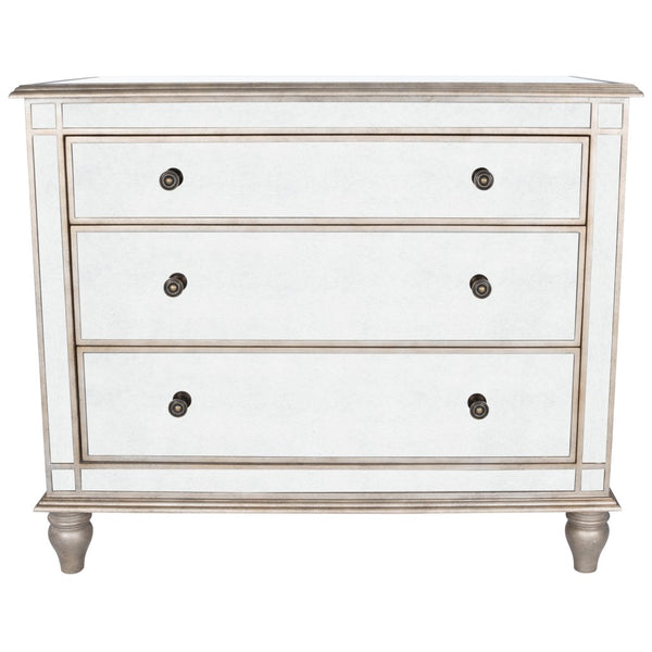Homeroots Rectangle Mirrored Three Drawer Console Storage Chest  Solid And Manufactured Wood 383193