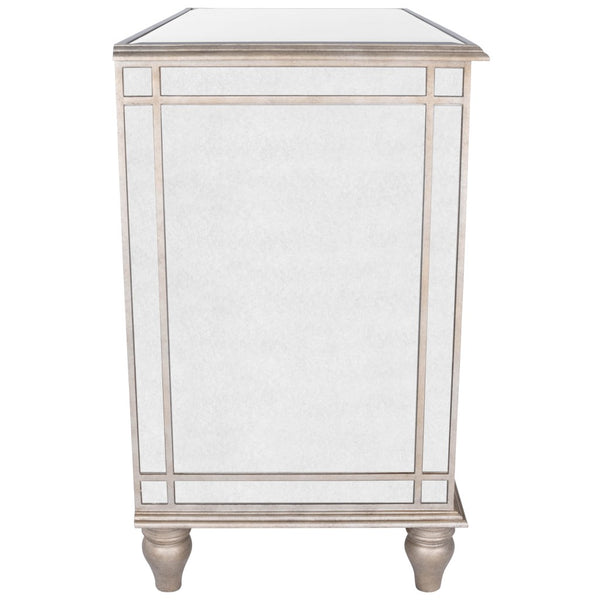 Homeroots Rectangle Mirrored Three Drawer Console Storage Chest  Solid And Manufactured Wood 383193