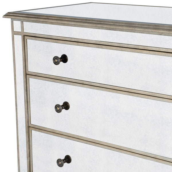 Homeroots Rectangle Mirrored Three Drawer Console Storage Chest  Solid And Manufactured Wood 383193